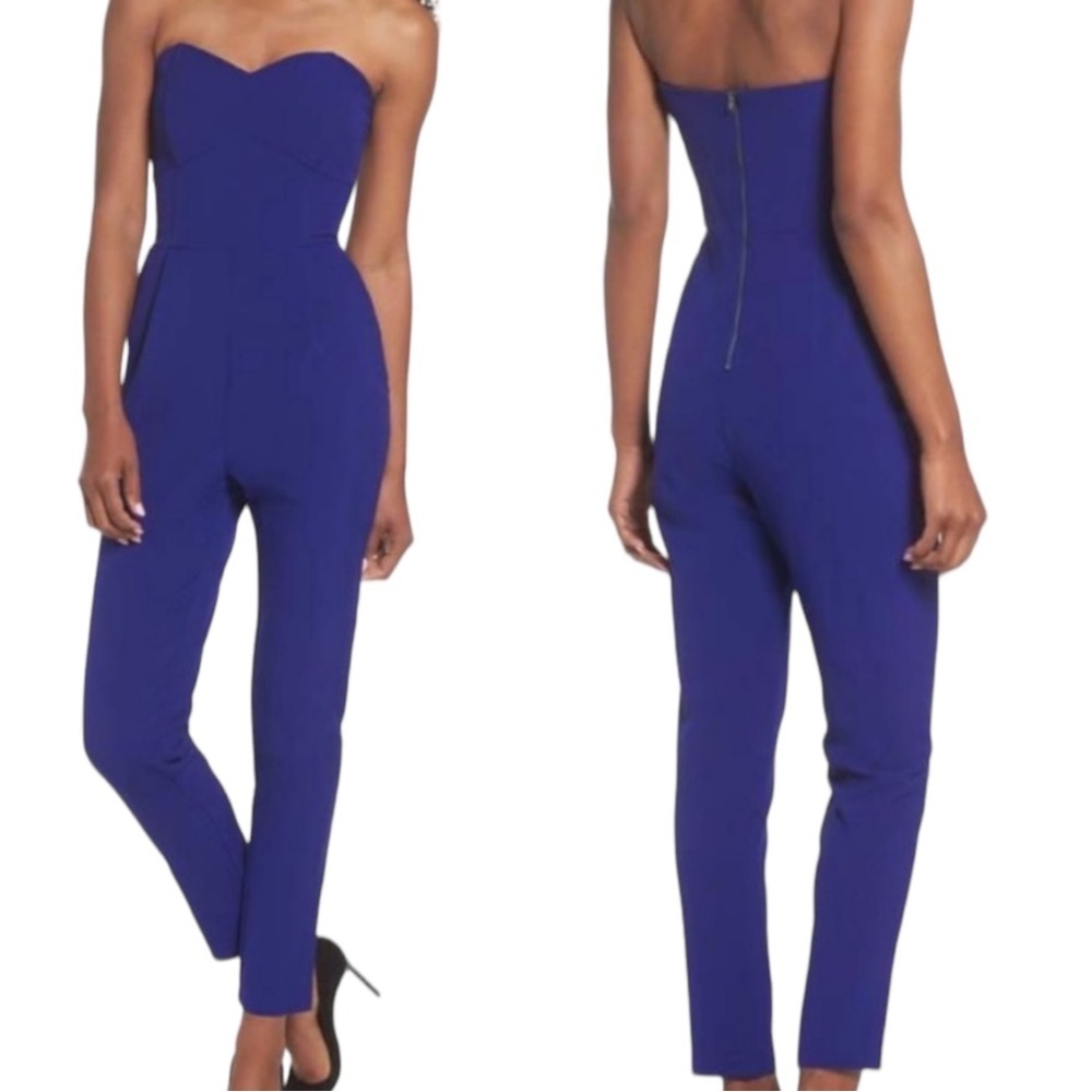 Adelyn Rae Royal Blue Strapless Slim Leg Jumpsuit